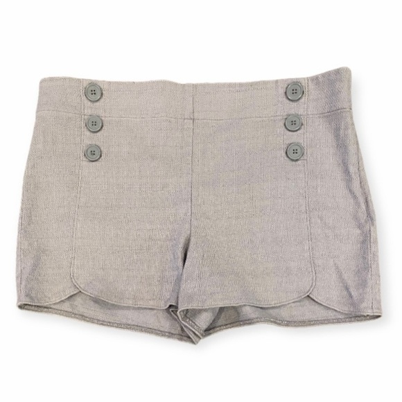 LOFT 12 Riviera Shorts Women’s Buttons Textured Cotton Side Zip Lavender Gray - Picture 1 of 12